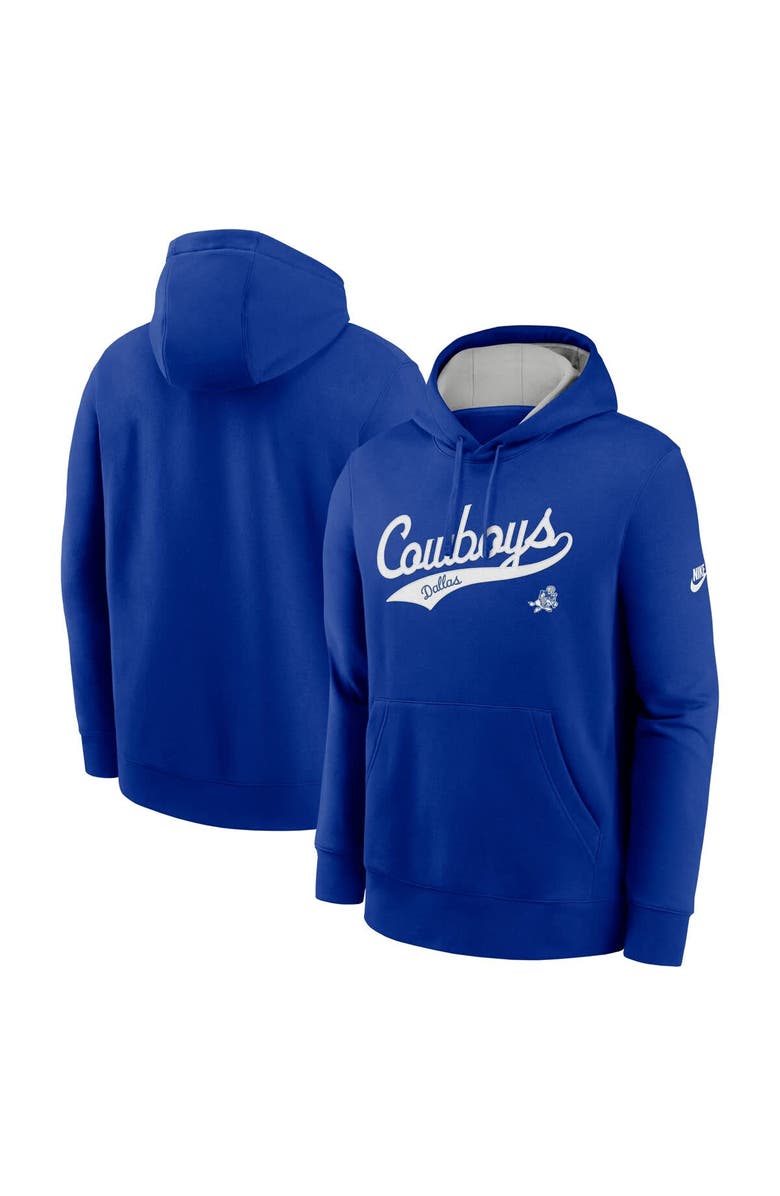 Nike Men's Nike Royal Dallas Cowboys Rewind Tailsweep Club Pullover Hoodie, Main, color, Royal