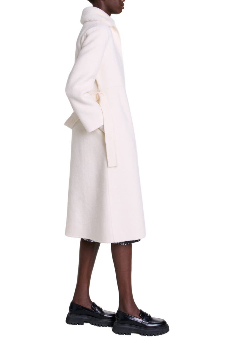 maje Wool coat with removable collar, Alternate, color, 