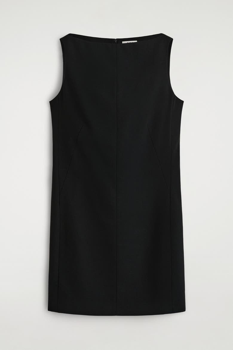 Tailored Merino Wool-Blend Mini Dress, Alternate, color, BLACK
