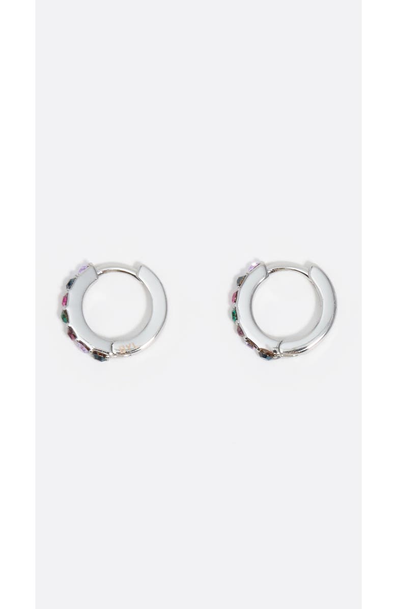 Bimba y Lola Mini Hoop Earrings With Crystal, Main, color, Silver