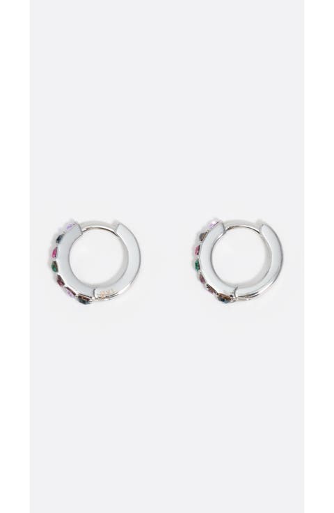 Mini Hoop Earrings With Crystal