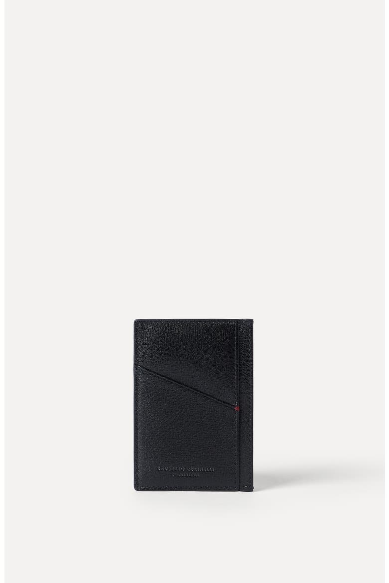 Grained leather card holder, Alternate, color, Black