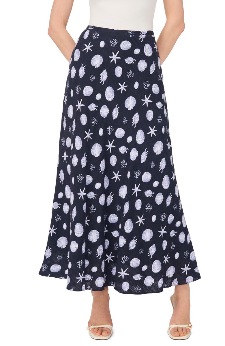 1.STATE Ocean Print Bias Cut Maxi Skirt, Main, color, Indigo Night