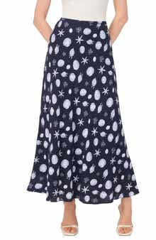 1.STATE Ocean Print Bias Cut Maxi Skirt