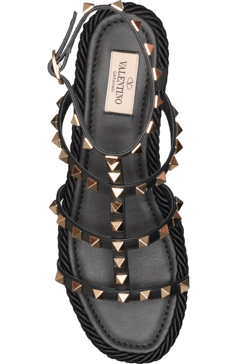 Valentino Garavani Rockstud Torchon Espadrille Platform Sandal, Alternate, color,