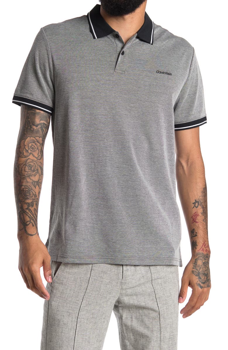 Calvin Klein Two-Tone Performance Pique Polo, Main, color,