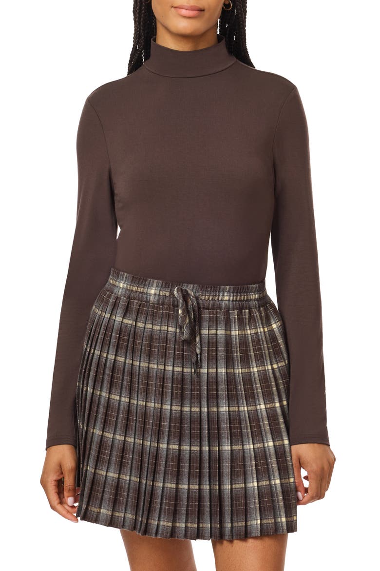 Mock Neck Top, Main, color, SEAL BROWN