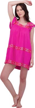 Mer St. Barth Mini Sandrine Women's Dress Raspberry Embroidery