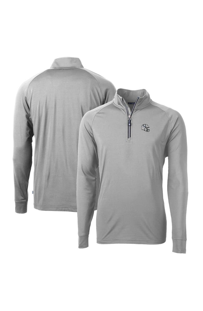 Cutter & Buck Men's Cutter & Buck  Silver Indianapolis Colts Helmet Adapt Eco Knit Stretch Recycled Quarter-Zip Pullover Top, Main, color, 