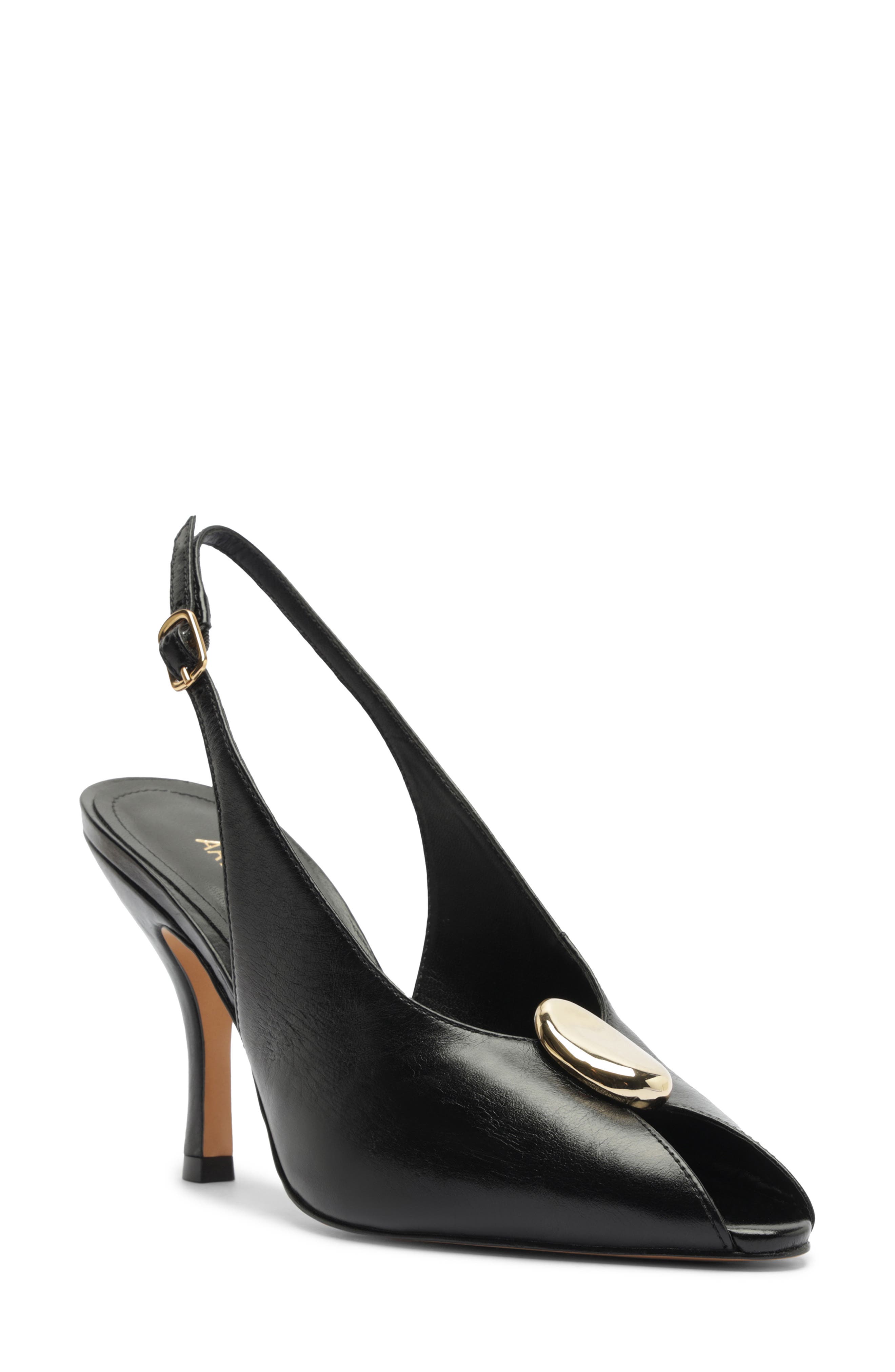 Arezzo Olivia Slingback Peep Toe Pump, Main, color, Black