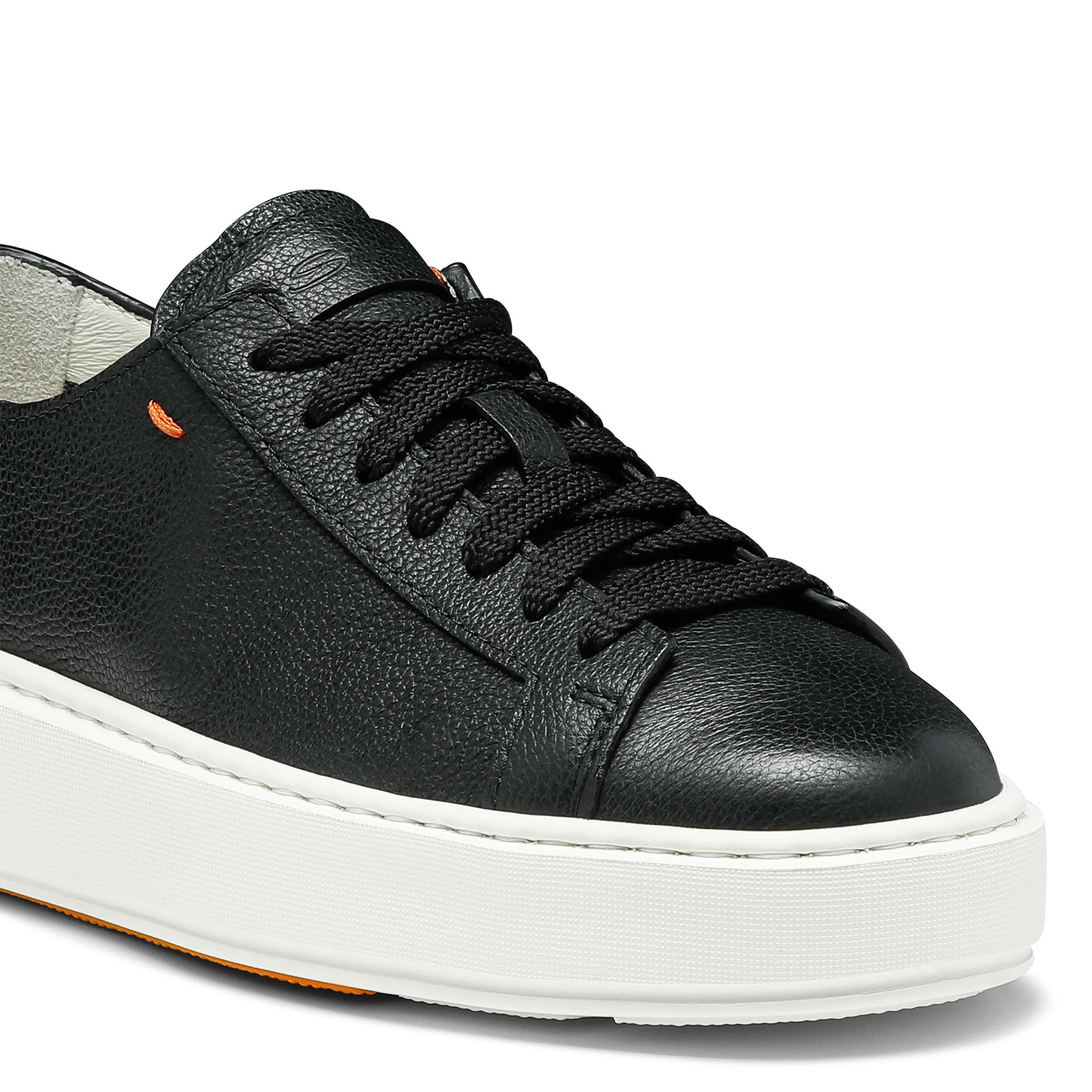 Santoni Tumbled Leather Sneaker, Alternate, color, Black