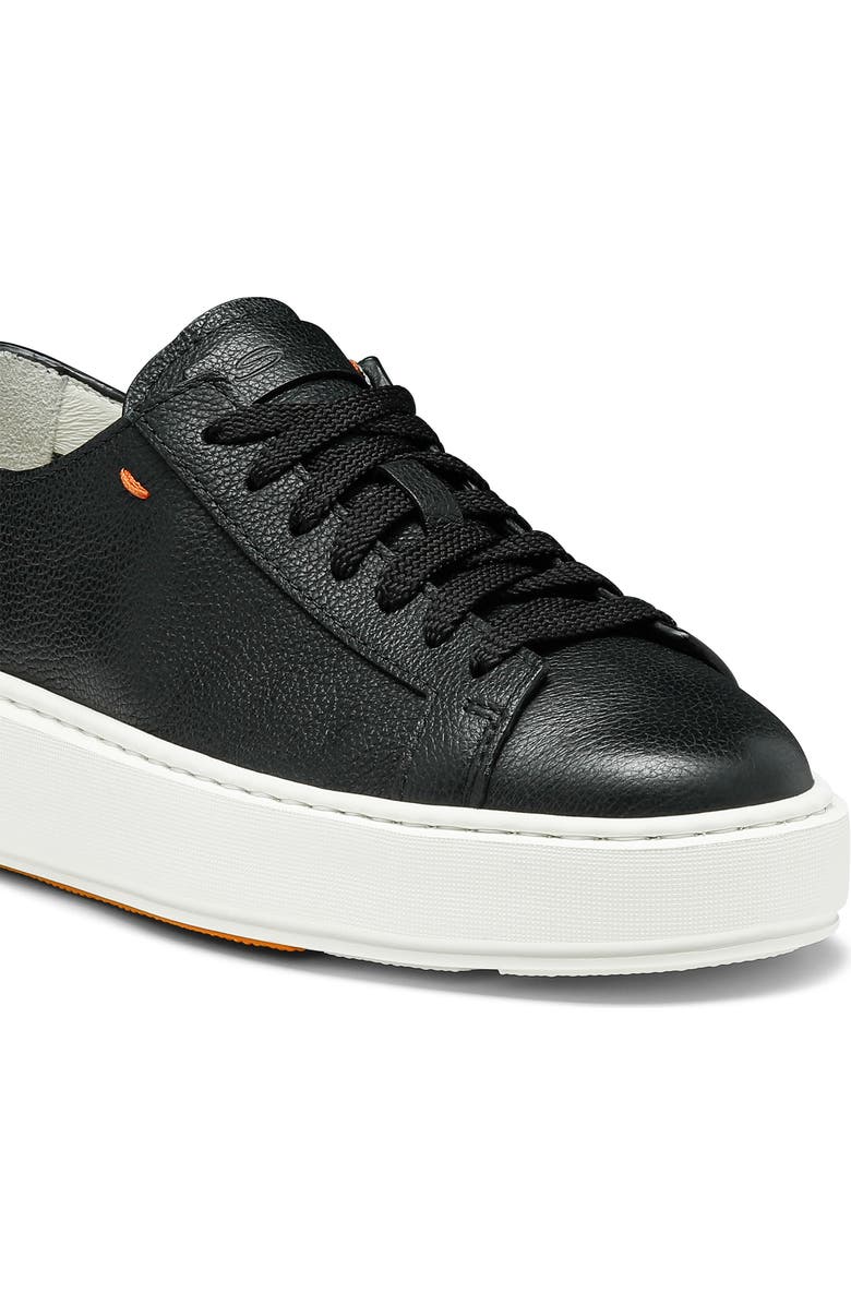 Santoni Tumbled Leather Sneaker, Alternate, color, Black