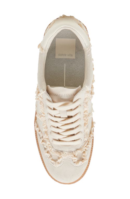 Dolce Vita Notice Lace Trim Sneaker In Ivory Suede