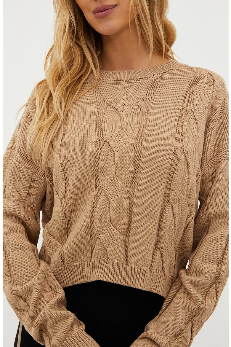 Clarice Cotton Cable Stitch Sweater, Alternate, color, SANDSHELL