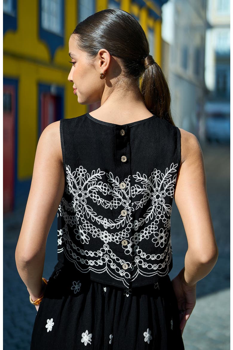 Embroidered Crop Top, Alternate, color, Black