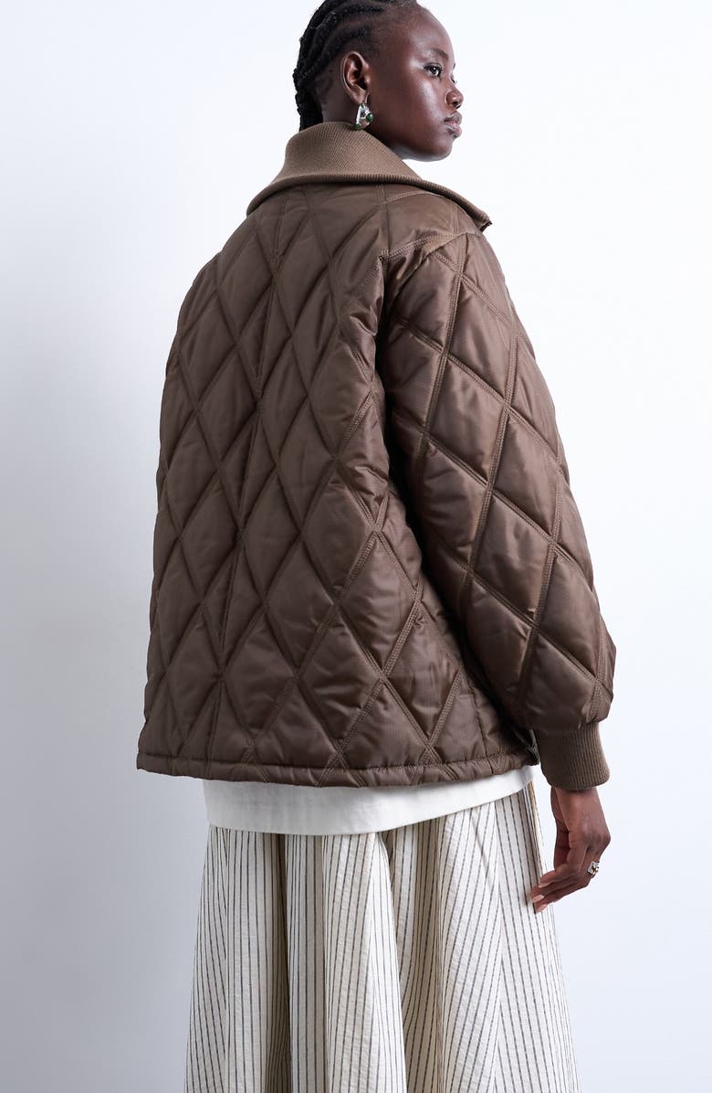 Topshop Quilted Liner Jacket, Alternate, color, Brown
