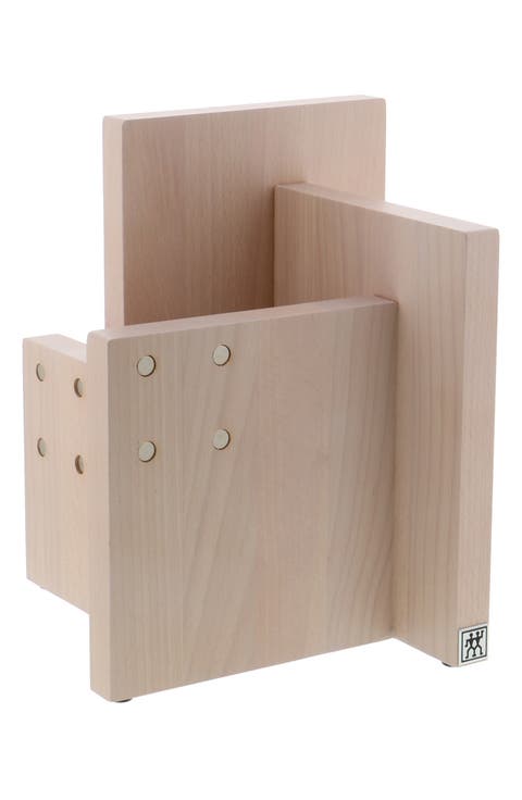 Italian Square Magnetic Beechwood Knife Block
