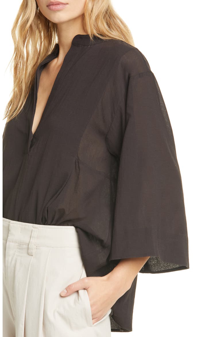 Paneled Bell Sleeve Popover Blouse, Alternate, color, BLACK
