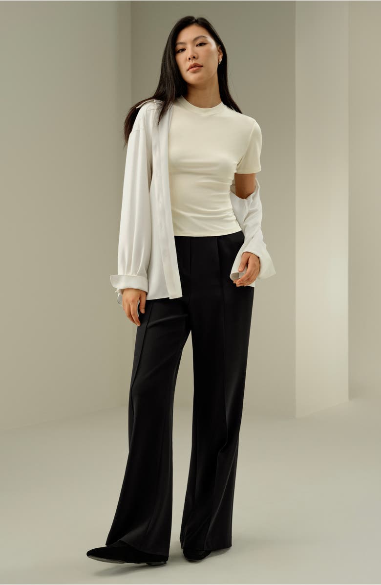 Lilysilk Slim Fitted Silk Jersey Tee, Alternate, color, Lily White