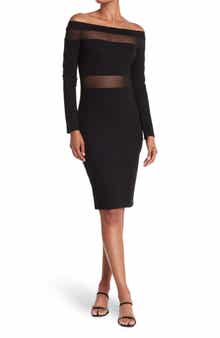 Love by Design Off-the-Shoulder Mesh Panel Bodycon Dress