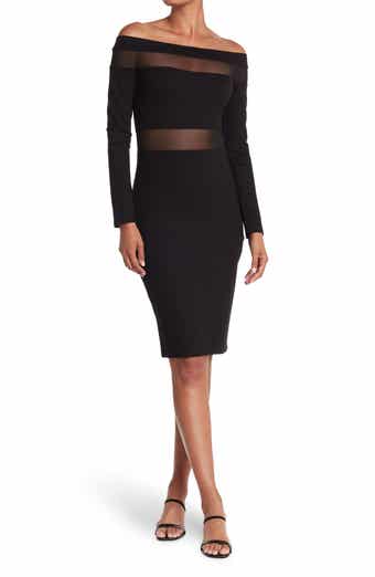 Love by Design Off-the-Shoulder Mesh Panel Bodycon Dress
