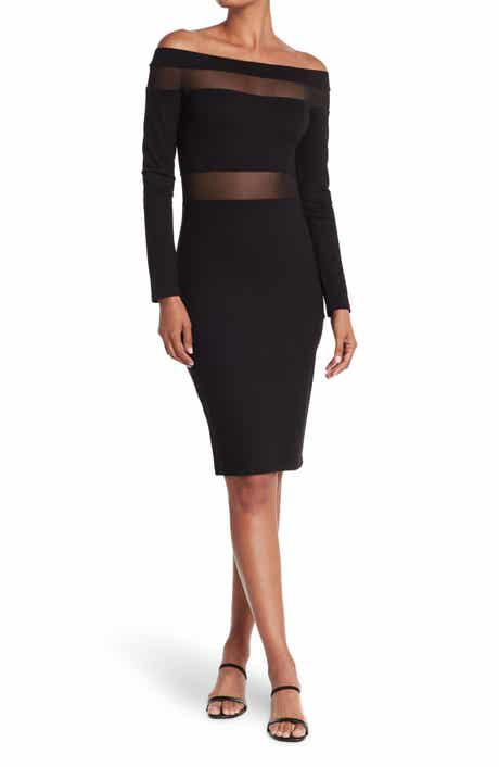 Love by Design Off-the-Shoulder Mesh Panel Bodycon Dress