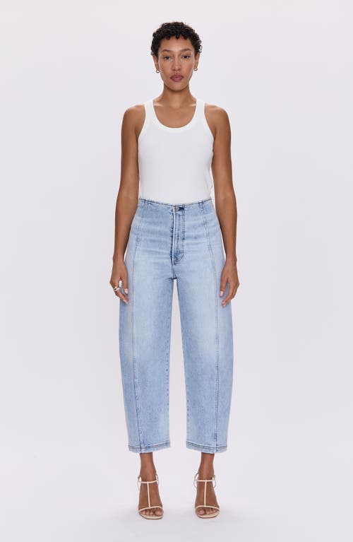 Pistola Blair Bandless High Waist Crop Barrel Jeans In Blue