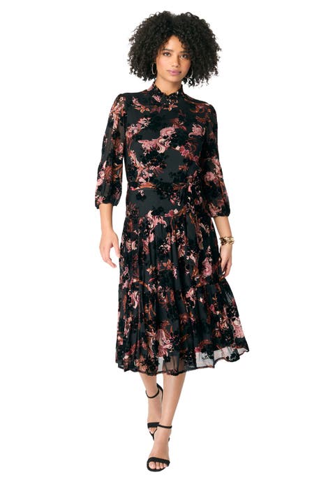 Mockneck Chiffon Dress (plus)