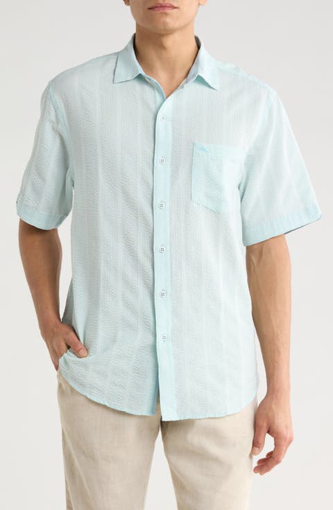 Nova Wave Short Sleeve Seersucker Button-Up Shirt