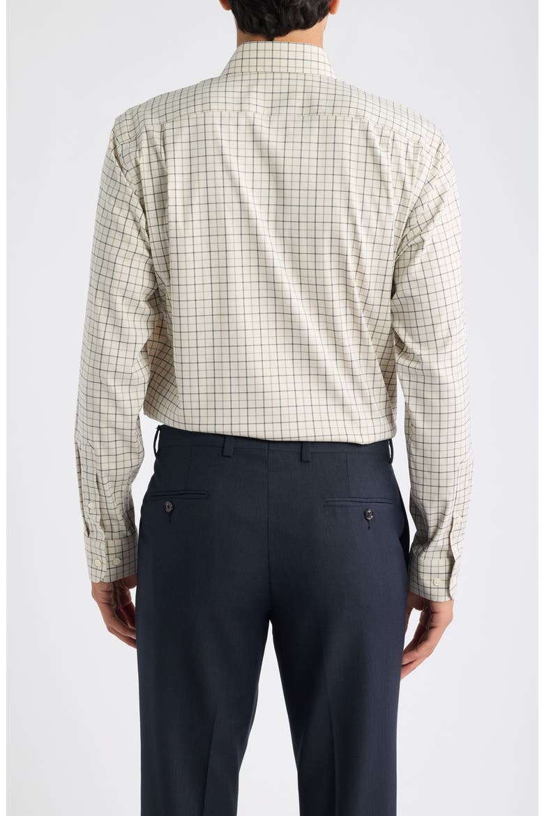 Ciannelli Trim Fit Performance Check Dress Shirt, Alternate, color, BEIGE CIANNELLI CHECK
