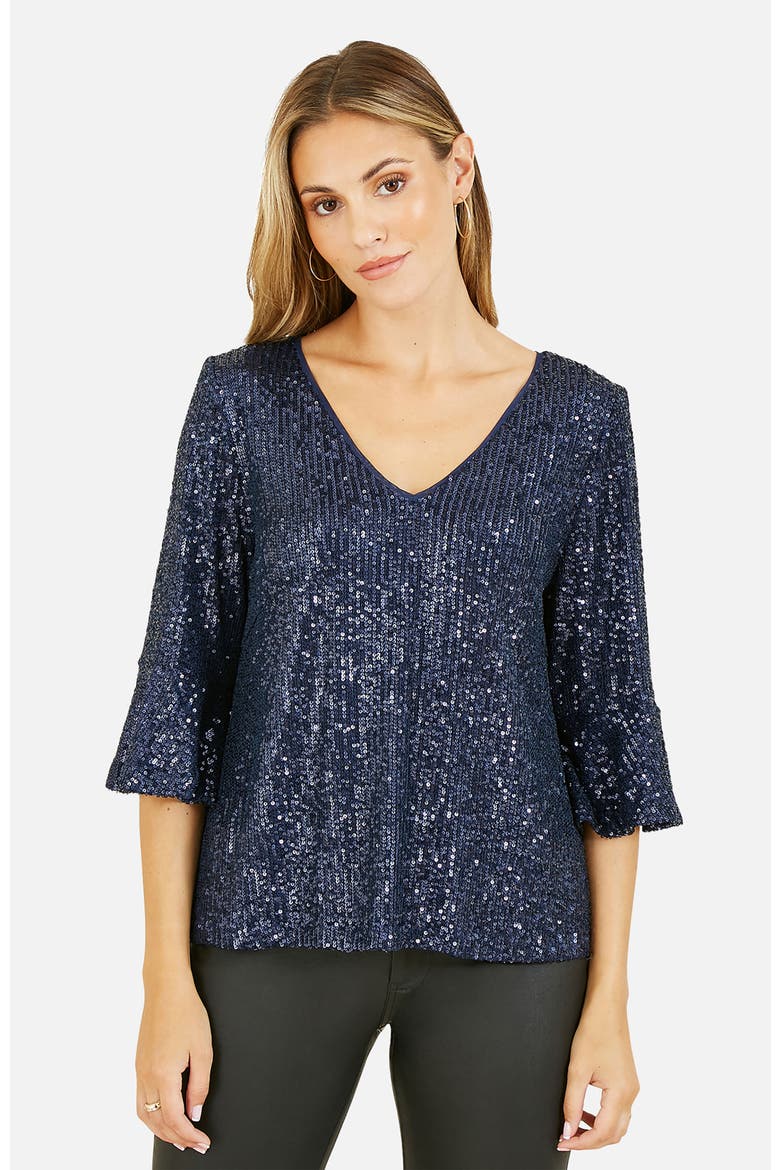 Sequin Relaxed Fit Top, Main, color, Navy