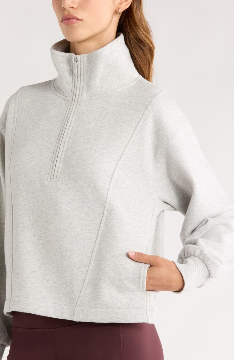Zella Ultracozy Fleece Half Zip Pullover, Alternate, color, Grey Light Heather