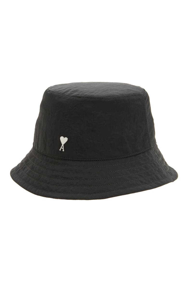 Ami de Coeur Embroidered Nylon Bucket Hat, Main, color, ANTHRACITE