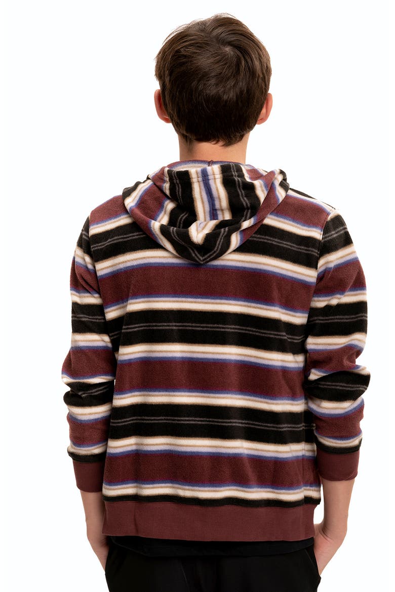 Kids' Stripe Zip-Up Hooded Fleece Jacket, Alternate, color, NAVY MULTI
