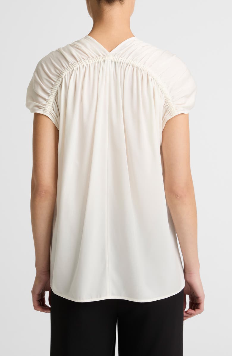 Vince Gathered Cap Sleeve Stretch Silk Top, Alternate, color, Off White