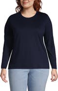 Lands' End Relaxed Supima Cotton Long Sleeve Crew Neck T-Shirt
