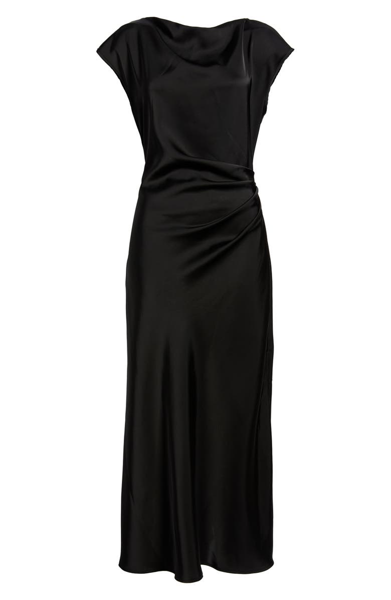 Sam Edelman Side Ruched Satin Maxi Dress, Alternate, color, Black