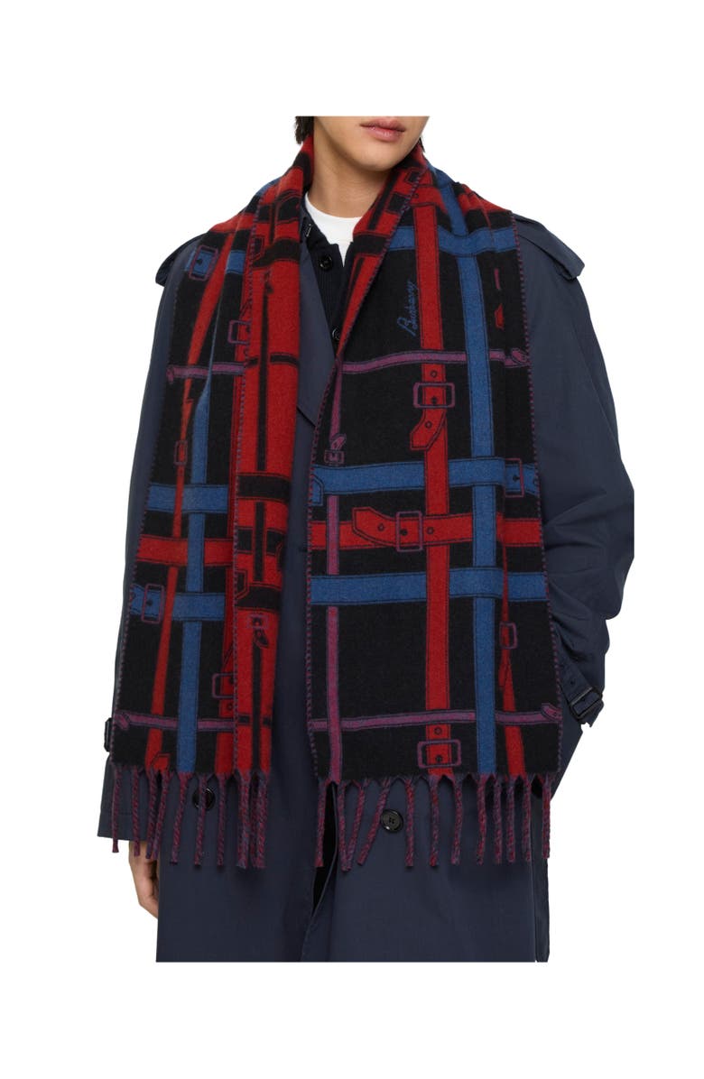 Burberry Belt Check Cashmere Scarf, Alternate, color, Pilot Blue