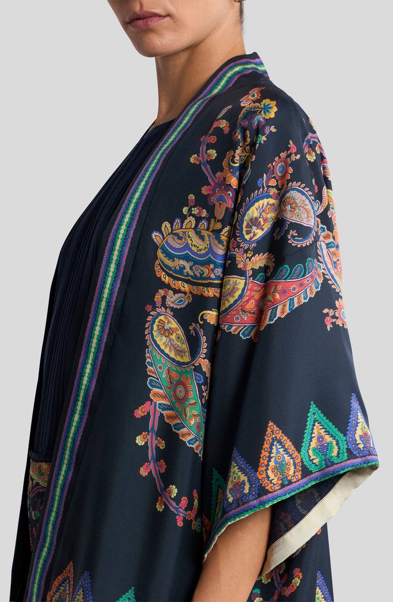 Etro Kesa Print Silk Twill Jacket, Alternate, color, Printed Blue Base