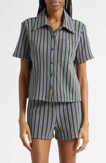 Kyan Stripe Cotton Blend Knit Button-Up Shirt