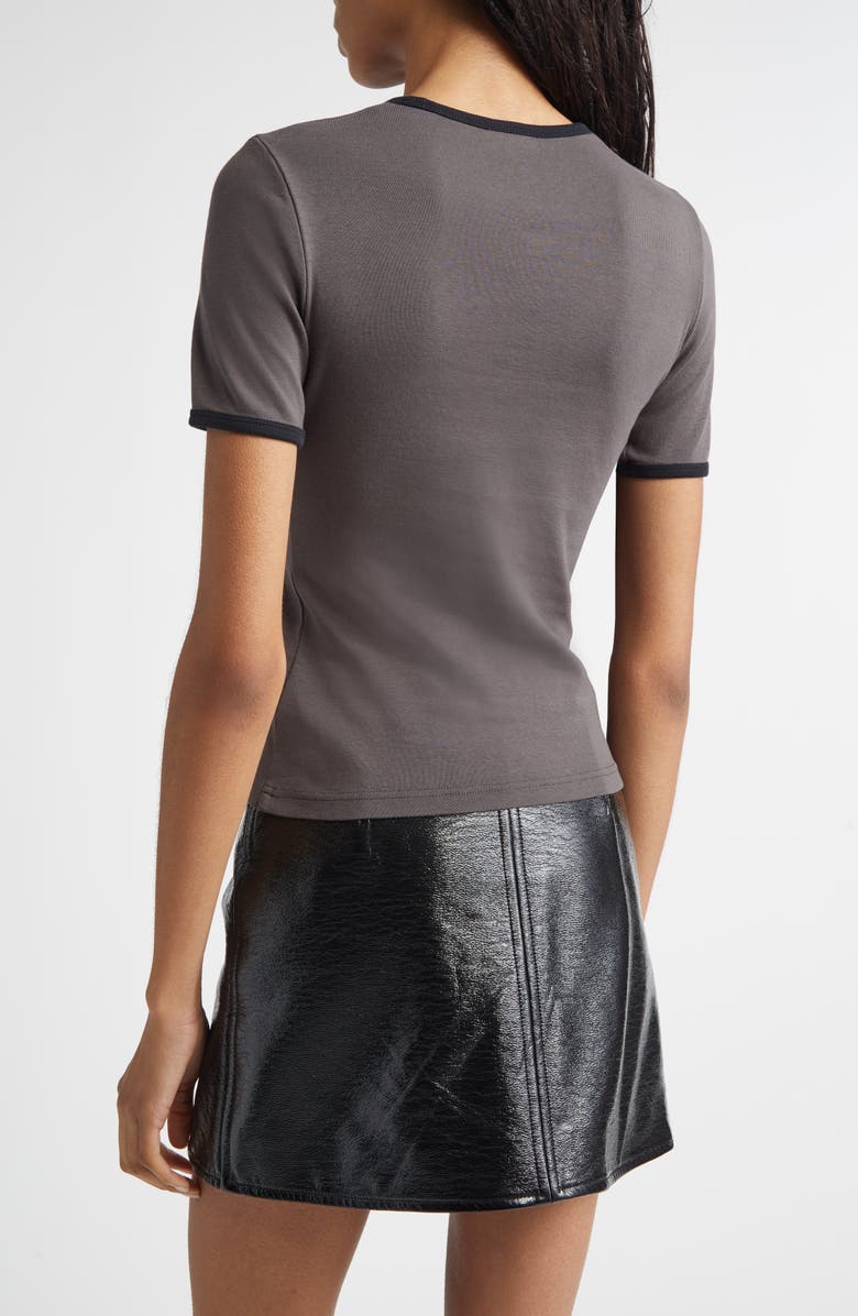 Courrèges Contrast Trim Logo T-Shirt, Alternate, color, Bitume/ Black