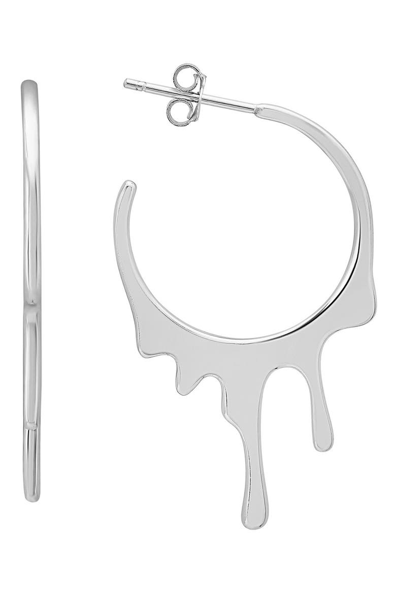 Melting Hoop Earrings, Main, color, SILVER