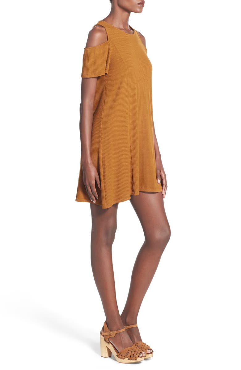 All in Favor Cold Shoulder Rib Knit Shift Dress, Alternate, color,