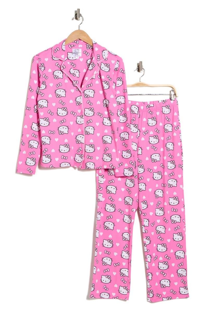 Hello Kitty Hearts Pajamas, Alternate, color, Pink Print