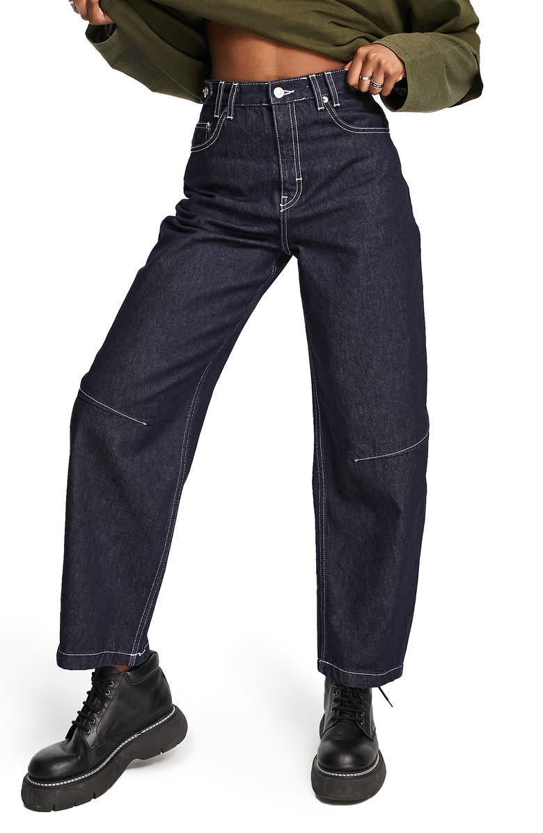 Topshop Women's Barrel Leg Jeans, Main, color, 