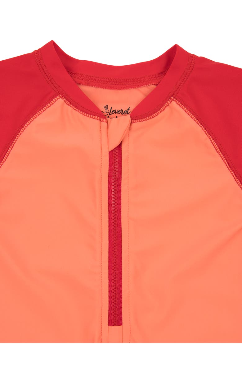 Leveret Baby One-Piece Rashguard, UPF 50+ Sun Protection Swimwear, Alternate, color, Red & Orange