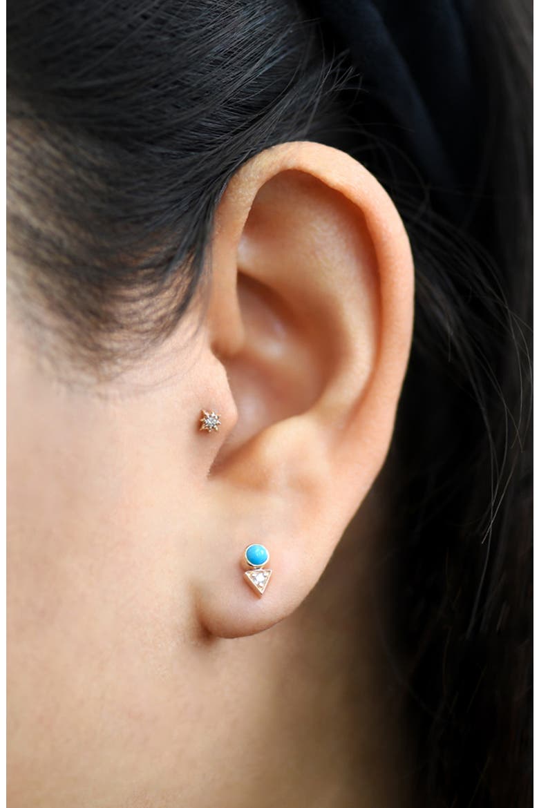 Cléo Deco Single Stud Earring, Alternate, color, TURQUOISE/ AQUA
