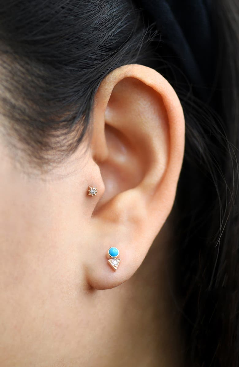 Anzie Cléo Deco Single Stud Earring, Alternate, color, Turquoise/ Aqua