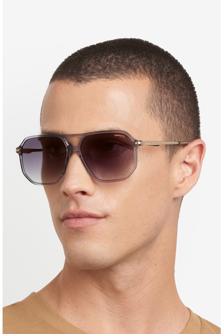 59mm Double Bridge Gradient Square Sunglasses, Alternate, color, GREY/ GREY SF GD SP