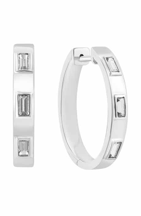EFFY White Topaz Hoop Earrings
